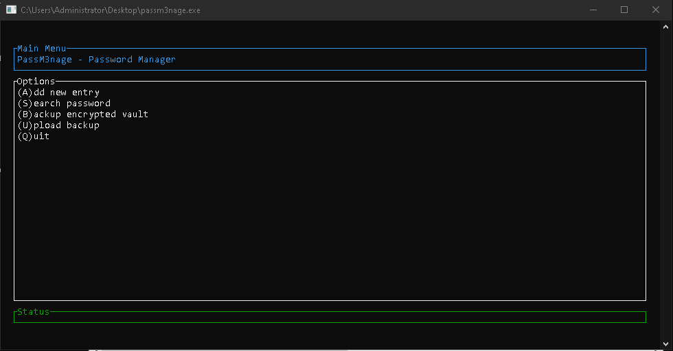 PassM3nage login screen screenshot